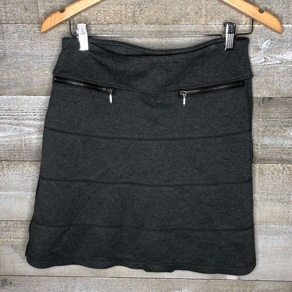 Athleta small grey zipper front strata ponte front midi skirt - Picture 2 of 4